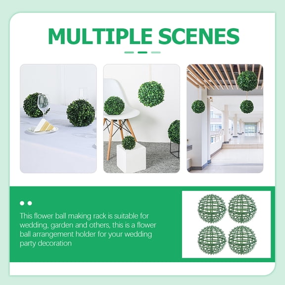 WRITWAA 4Pcs Faux Boxwood Topiary Frame Green Round Flower Arrangement Garden Accessory