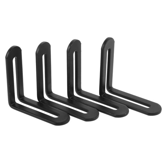 WRITWAA 4Pcs Metal Corner Brackets Black L Shape Adjustable Slotted Shelf Support