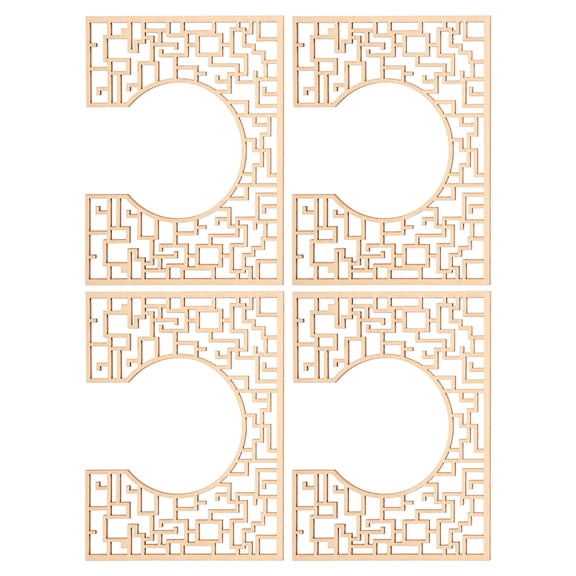 WRITWAA 4Pcs Light Brown Wooden Screen Model for Decor Chinese Style