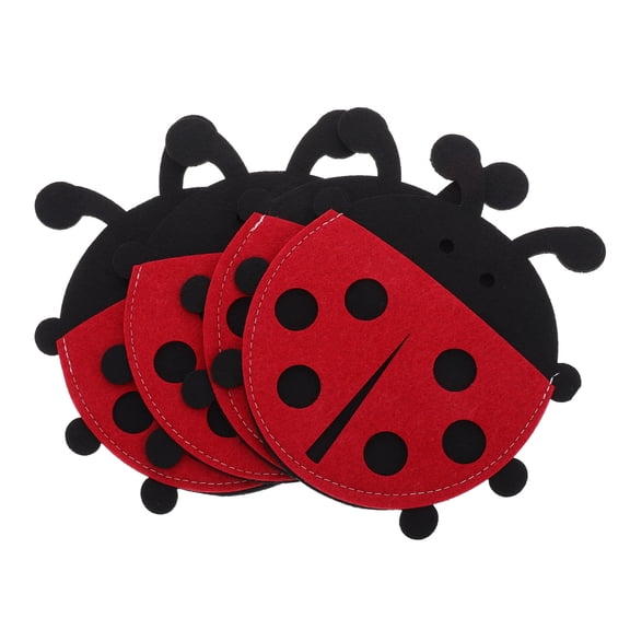 WRITWAA 4-Pack Red Ladybug Cutlery Holder Bags, Decorative Silverware Pouches for Easter Holiday Table Settings