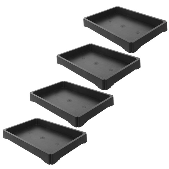 WRITWAA 4Pcs Black Resin Plant Drainage Tray Rectangular Shape for Indoor and Outdoor Use
