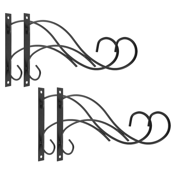 WRITWAA 4Pcs Metal Hanging Planter Bracket Black Wall Mounted Hook for Flowerpot and Bonsai