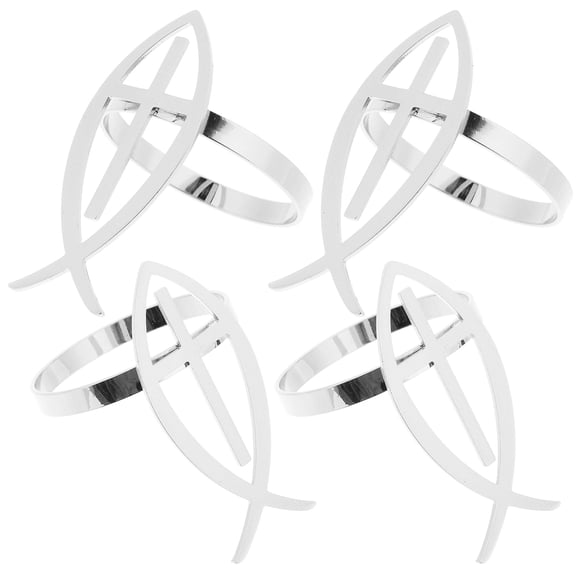 WRITWAA Dining Table Napkin Rings Hotels Zinc Alloy 4Pcs Silver