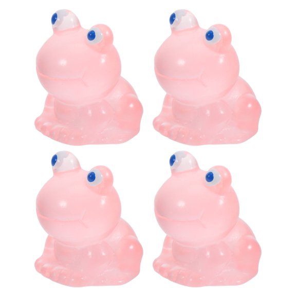 WRITWAA 4Pcs Small Frog Figurines in Pink Resin Small Decorative Figurines for Garden Decoration Spring Home Decor