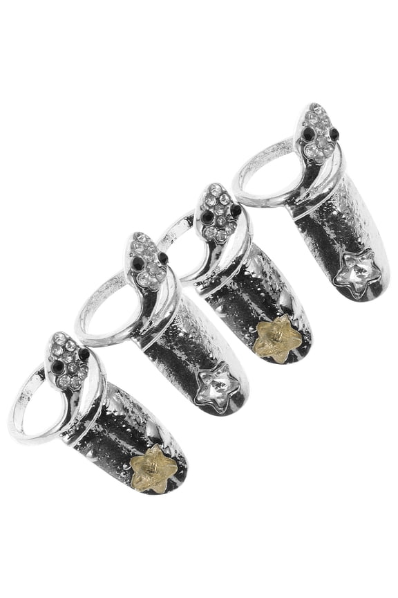 4Pcs Snake Nail Rings Alloy Finger Tip Jewelry Lightweight Fashion Decor Accessories