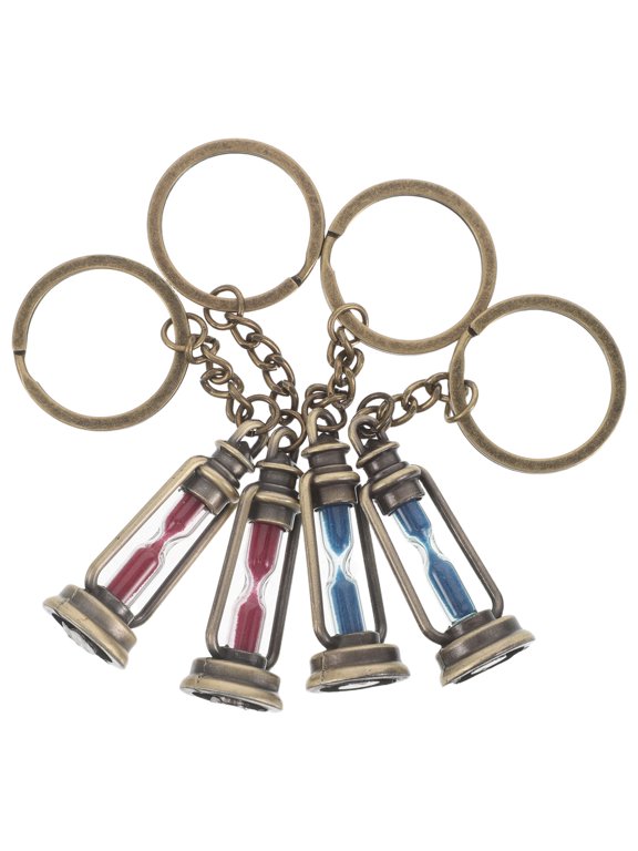 4pcs Vintage Hourglass Keychain Metal Lantern Charm for Couples