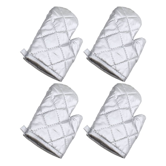 WRITWAA 4Pcs Washable Plated Silver Oven Mitts Heat Resistant Gloves for Baking and Cooking