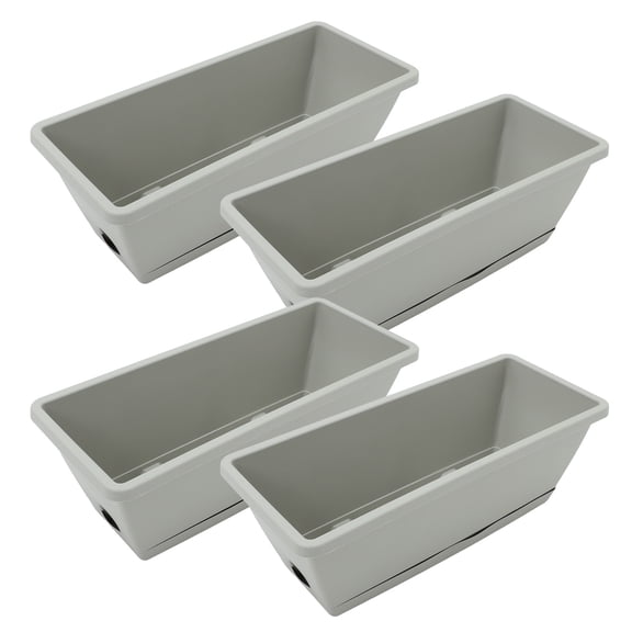 WRITWAA 4Sets White Window Box Planter Made from Resin for Indoor and Outdoor Gardening Use