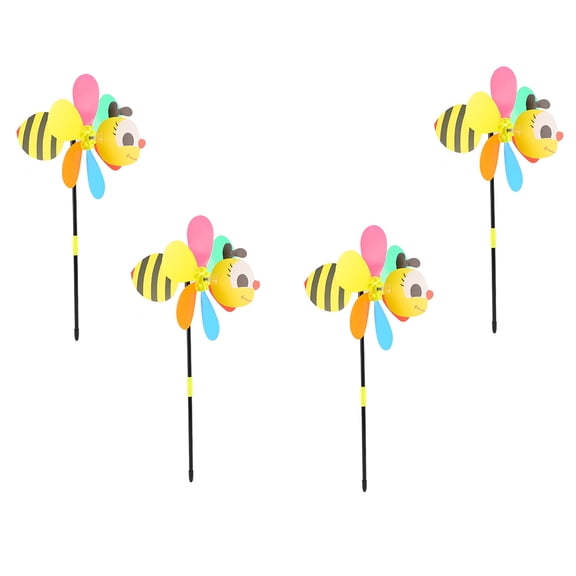 WRITWAA 4-Piece Cartoon Windmill Set with Simple Design for Outdoor Garden Decoration