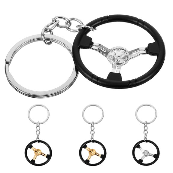 WRITWAA Key Chain Car Steering Wheel Keychain Zinc Alloy 4Pcs Silver