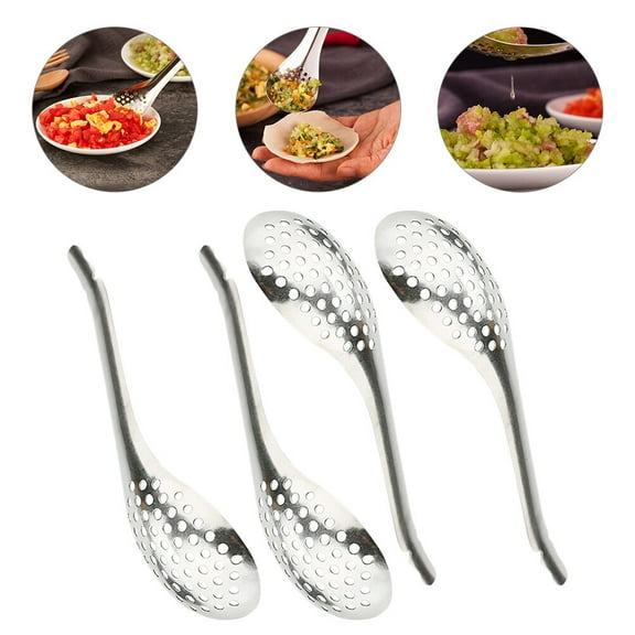 WRITWAA 4pcs Stainless Steel Caviar Spoons Slotted Set Elegant Serving Utensils