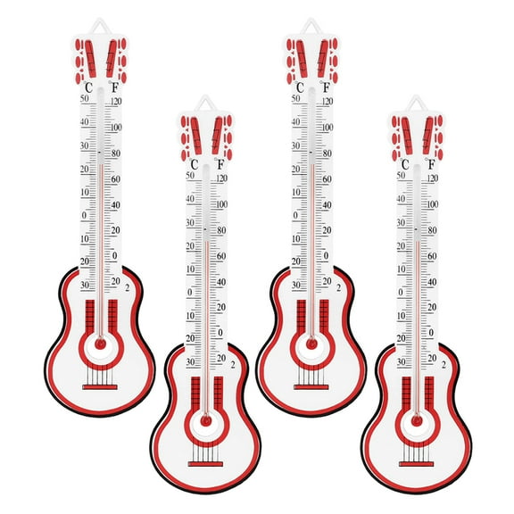 WRITWAA Guitar Thermometer for Indoor Use 4Pcs Red Plastic