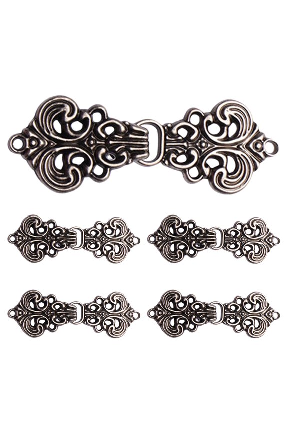 5 Pairs Vintage Alloy Buckle Coat Closures for Cheongsam, Cardigans, Sweaters, and Jackets