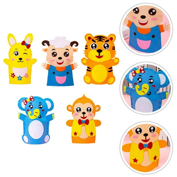 WRITWAA 5 Sets Family Hand Puppet Making Kit Cloth Puppets for Creative Activities