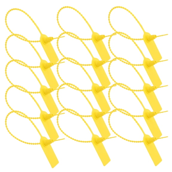 WRITWAA 50Pcs Durable Yellow Plastic Writable Tags with Self Locking Seal for Shipping Labels