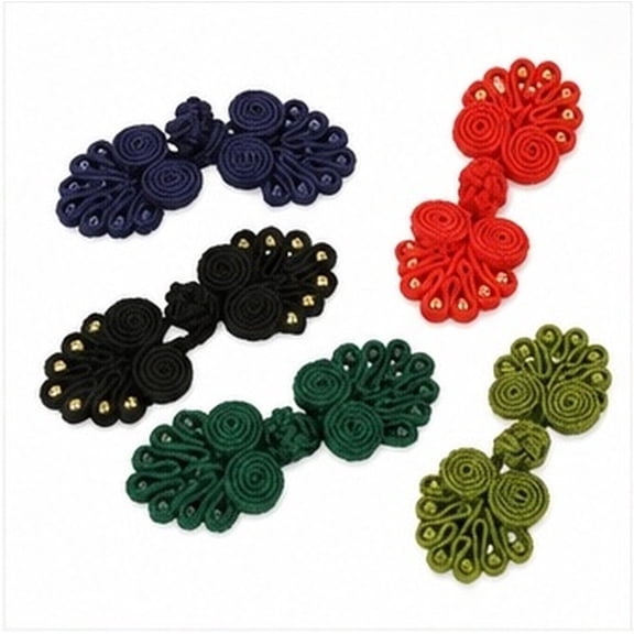 WRITWAA 50Pcs Fabric Frog Closures Assorted Color Polypropylene Classic Two Wheel Knot Style for Cloak