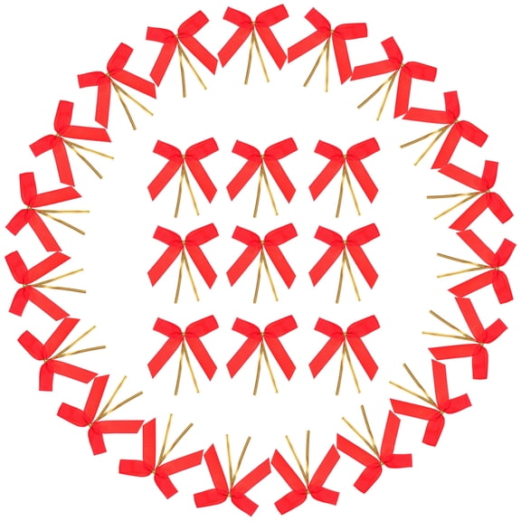 WRITWAA 50 Pieces Handmade Red Ribbon Knotting Straps, Lightweight Decorative Ties for Wrapping and Crafting