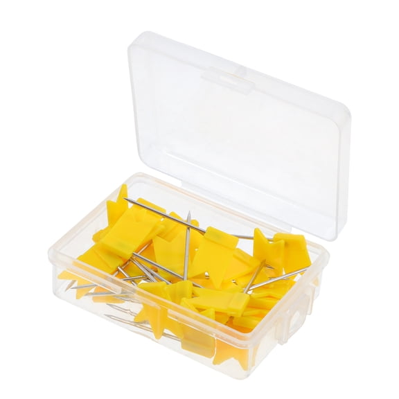 WRITWAA 50Pcs Yellow Map Pins for Travel Decorative Push Pins for Flags and Bulletin Boards
