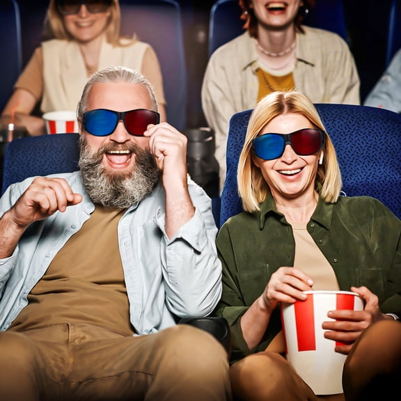 WRITWAA 5-Pack 3D Glasses for Movies and TV, Assorted Red and Plastic Frames, Comfortable and Design