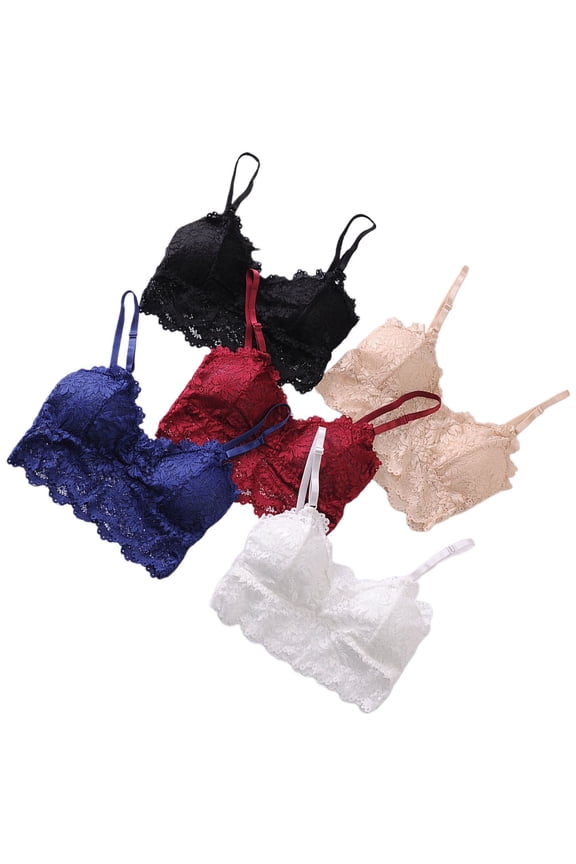 5-Pack Assorted Color Lace Camisole Chest Strap Pads, Breathable Nylon Underwear Inserts for Comfort and Support
