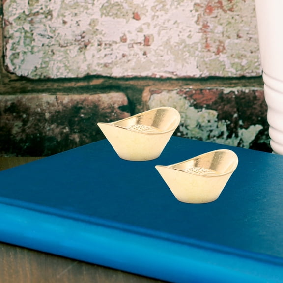 WRITWAA 5Pcs Zinc Alloy Golden Ingot Sculptures for Shui Home Office Wealth and Prosperity