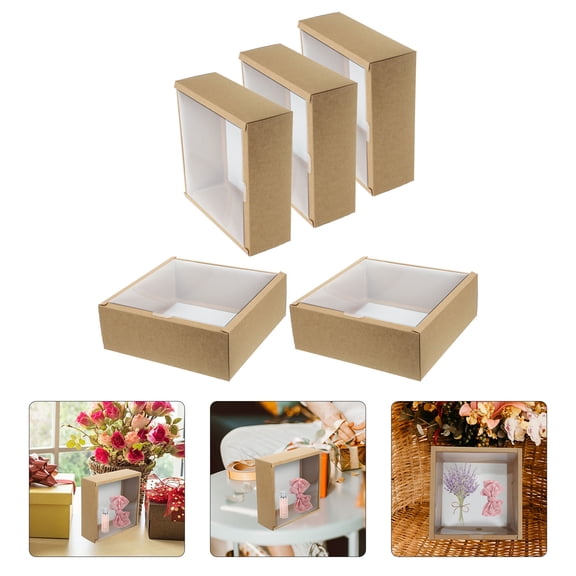 WRITWAA Party Favors Box Clear Lid Packaging Boxes Coffee Paper 5pcs
