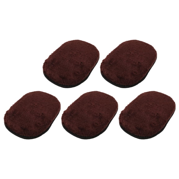 WRITWAA 5Pcs Dark Brown Faux Wool Shoe Polishing Glove For Leather Shoes Travel Daily Use