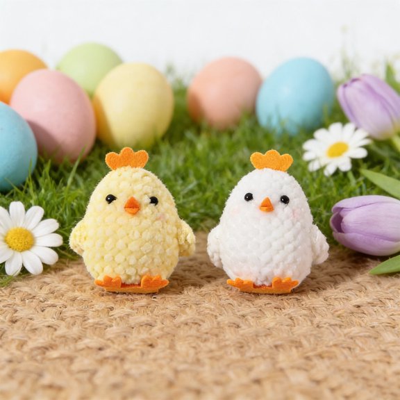 WRITWAA 5Pcs Decorative Plush Easter Chicks for Party Table Decor Assorted Colors Reusable Figurines