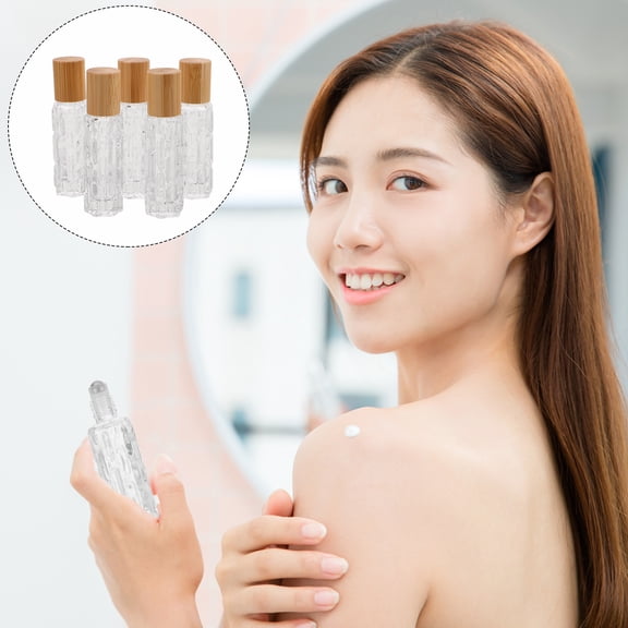 WRITWAA Multi-Use Glass Eye Roller Bottles Bamboo Lids for Oils and Creams 5Pcs