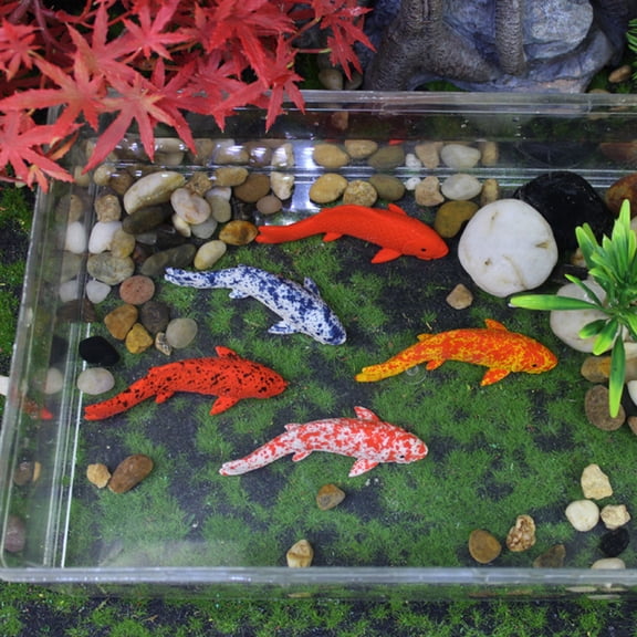 WRITWAA Betta Fish Mini Koi Fish Red Resin 5pcs