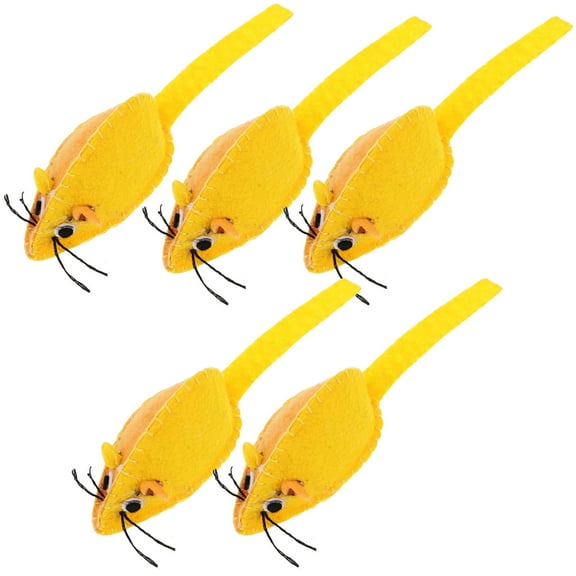 WRITWAA 5-Pack Yellow Mouse Pet Toys for Indoor Fun and Chewing Entertainment, and Funny Cat Toys