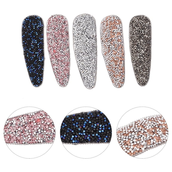 WRITWAA 5-Pack Rhinestone Snap Hair Clips for Women, Decorative Hair Accessories to Hold Stray Hair Securely
