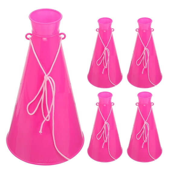 WRITWAA 5-Pack Rosy Plastic Cheer Megaphones Portable Party Horns for Sports Events, Concerts, and Game Day Fun