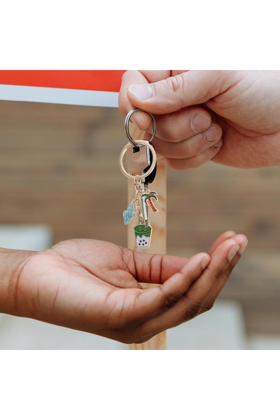 5-Pack Cute Palm Tree Keychain Pendant Set Zinc Alloy Lightweight Accessories