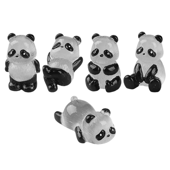 WRITWAA 5pcs Resin Panda Statues Assorted Colors Decorative Accents for Flower Pots Indoor Outdoor Garden Decor