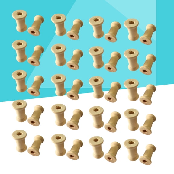 WRITWAA 60Pcs Empty Bobbins Wood Spool Sewing Bobbins for Arts and Crafts Supplies