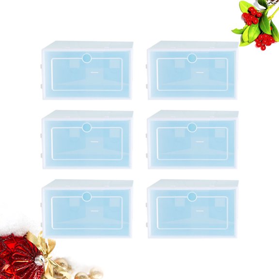 WRITWAA Shoes Storage Boxes Office Organization 6PCS Blue