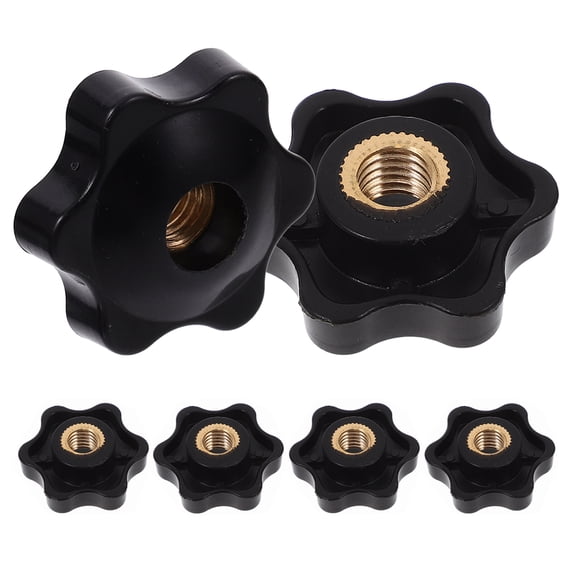 WRITWAA 6Pcs Black Adjustable Plastic Screw on Hexagon Handle Knobs for Versatile Applications