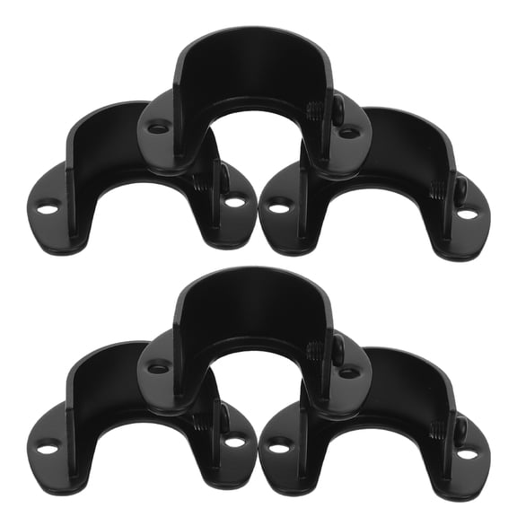 WRITWAA 6-Piece Black Stainless Steel Closet Rod Flange Brackets, Clothes Rail Socket Supports for Curtain Pole Installation