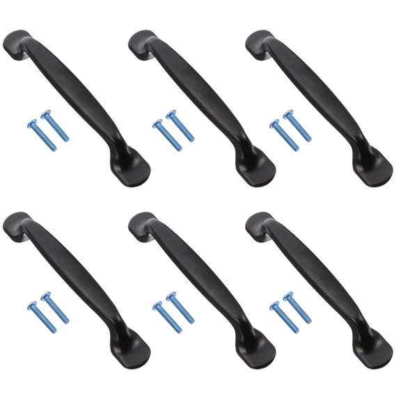 WRITWAA 6-Pack Matte Black Cabinet Pulls and Knobs, Alloy Drawer Handles for Kitchen and Room Decor