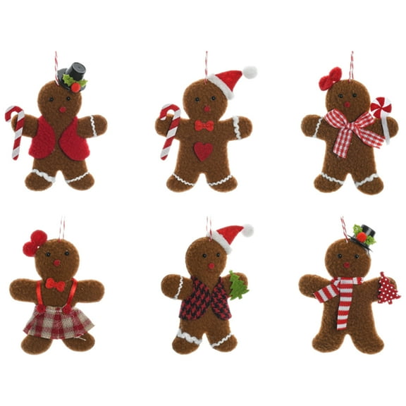 WRITWAA 6Pcs Christmas Tree Decorations Gingerbread Man Ornaments Hanging Pendants for Holiday Party and Home Decor