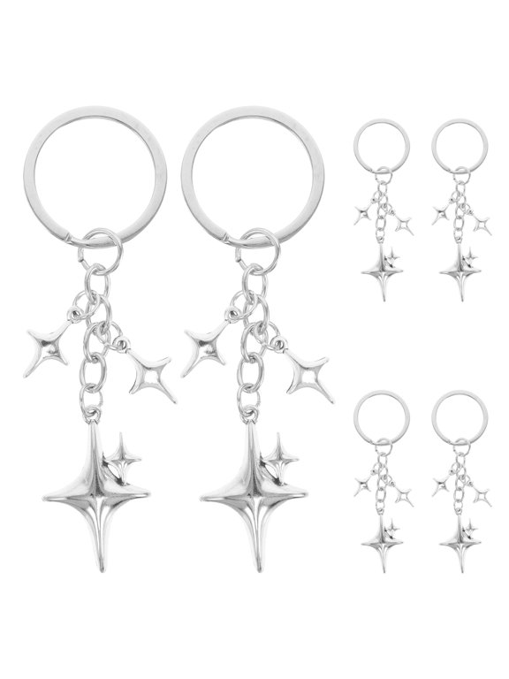 6-Pack Star Pendant Keychains with Colorful Tassels for Stylish Fashion Accessories and