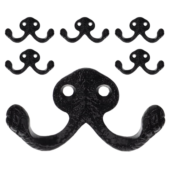 WRITWAA Metal Hooks For Hanging Double Hooks Black 6Pcs