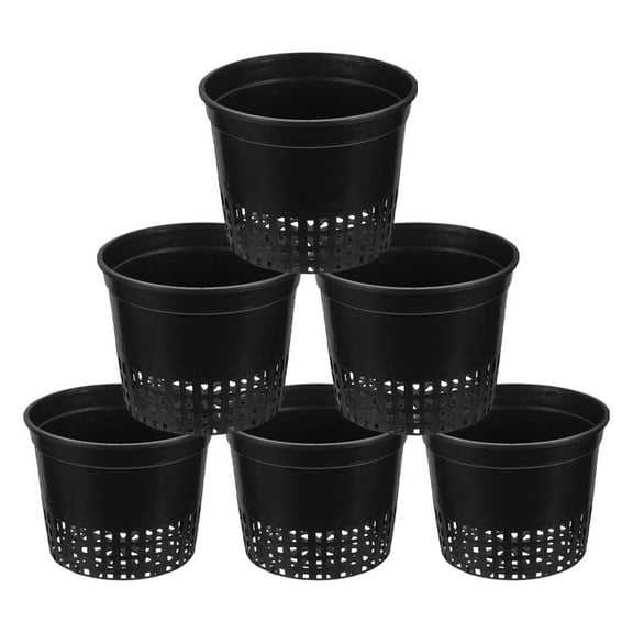 WRITWAA 6Pcs Black Hydroponic Growing Basket with Mesh Net Cup for Soilless Cultivation and Stable Root Support