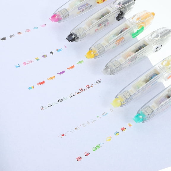 WRITWAA 6Pcs Multi-Purpose Press Type Tape Correction Tape Assorted Color Plastic