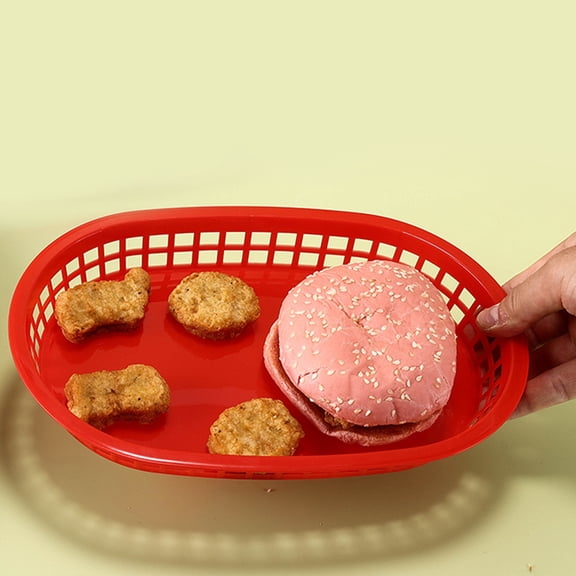 WRITWAA Red PP Burger and Fries Baskets, Reusable and Cute Design for Serving 6Pcs