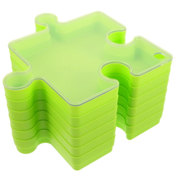 WRITWAA 6Pcs Green Puzzle Storage Box Large Capacity Organizer for Sorting and Storing