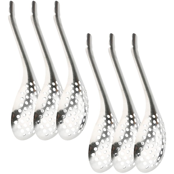 WRITWAA 6-Piece Stainless Steel Caviar Spoons Set Small Slotted Kitchen Utensils for Spherification and Food Serving