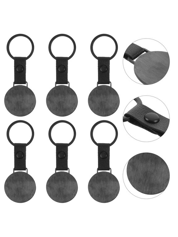 Laser Engravable Keychain Blank Black PU and Stainless Steel for Decor Robust Design 6Pcs