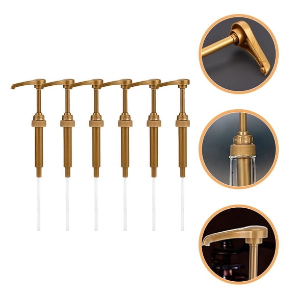 WRITWAA 6-Pack Golden Bottle Dispenser Pumps, PP Liquid Soap and Lotion Pumps for Home Bottles and Containers